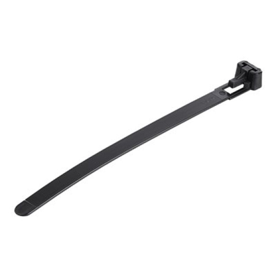 StarTech.com 12cm(5") Reusable Cable Ties, 7mm(1/4") wide, 30mm(1-1/8") Bundle Dia. 22kg(50lb) Tensile Strength, Releasable Nylon Ties, Indoor/Outdoor, 94V-2/UL Listed, 100 Pack, Black - Nylon 66 Plastic - TAA (CBMZTRB5BK) - Kabelová stahovací páska - 12.5 cm - cerná - kompatibilní s TAA (balení 1000)