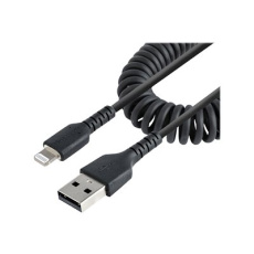 StarTech.com 50cm (20in) USB to Lightning Cable, MFi Certified, Coiled iPhone Charger Cable, Black, Durable and Flexible TPE Jacket Aramid Fiber, Heavy Duty Coil Charging Cable - Rugged USB Lightning Cable - Kabel Lightning - USB s piny (male) do Lightning s piny (male) - 50 cm - cerná - svinutý StarTech.com 50cm (20in) USB to Lightning Cable, MFi Certified, Coiled iPhone Charger Cable, Black, Durable and Flexible TPE Jacket Aramid Fiber, Heavy Duty Coil Charging Cable - Rugged USB Lightning Cable - Kabel Lightning - USB s piny (male) do Lightning s piny (male) - 50 cm - cerná - svinutý
