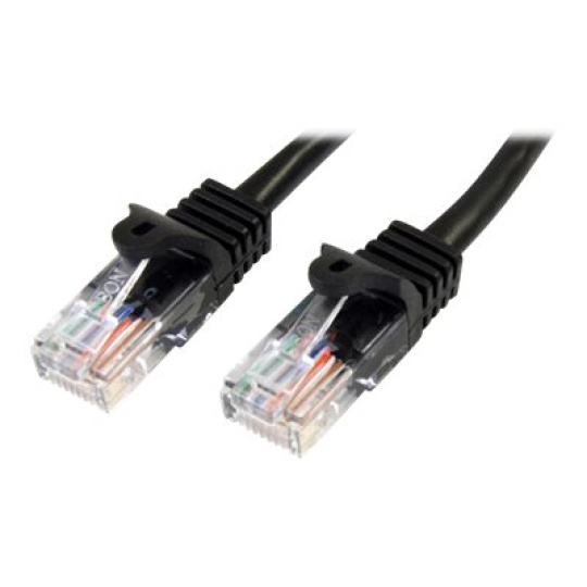 StarTech.com 2m Black Cat5e / Cat 5 Snagless Patch Cable - Patch kabel - RJ-45 (M) do RJ-45 (M) - 2 m - UTP - CAT 5e - lisovaný, provedení bez hrbolků - černá