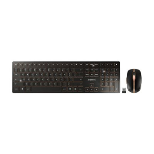 CHERRY DW 9100 SLIM - Klávesnice a sada myši - bezdrátový - 2.4 GHz, Bluetooth 4.2 - QWERTY - USA se symbolem Euro - klávesový spínač: CHERRY SX - černá/bronzová