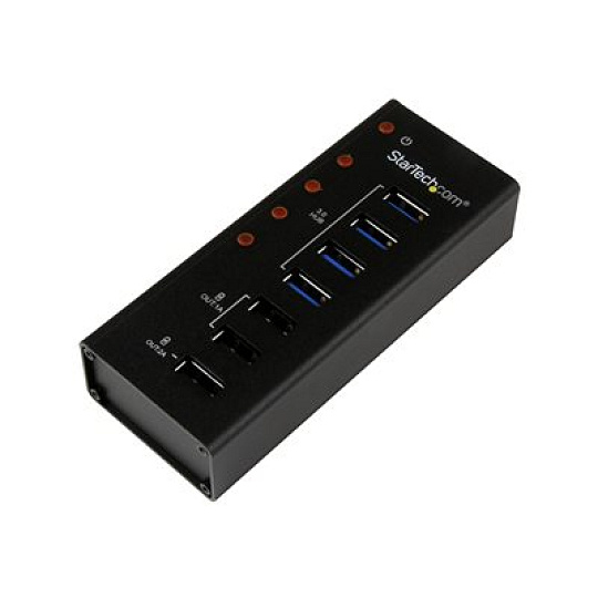 Startech 7 Port USB 3.0 Charging Hub - 4 x USB-A, 3 x USB-A Dedicated Charging Ports - Powered Mountable USB Charging Station (ST4300U3C3) - Rozbocovac - 4 x SuperSpeed USB 3.0 - desktop - pro P/N: PEXUSB3S3GE, SVA12M5NA, USB312SAT3CB, USB315CB2M, USBLT1MWS, USBLTM1MBK, USBLTM1MWH