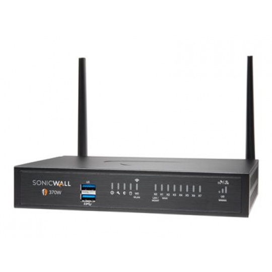 SonicWall TZ370W - Essential Edition - bezpečnostní zařízení - GigE - Wi-Fi 5 - 2.4 GHz, 5 GHz - SonicWALL Secure Upgrade Plus Program (3 roky) - desktop