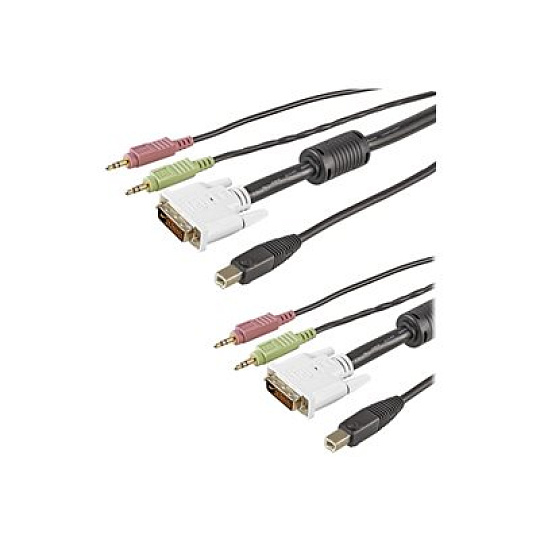 StarTech 6 ft 4-in-1 USB DVI KVM Cable with Audio and Microphone - DVI KVM Cable - USB KVM Cable - KVM Switch Cable (USBDVI4N1A6) - Prodlužovací kabel pro klávesnici/video/myš/audio - USB, mini-phone stereo 3.5 mm, DVI-I do mini-phone stereo 3.5 mm, USB typ B, DVI-I - 1.8 m - cerná - pro P/N: SV231DVIUA, SV231UADVI, SV431DVIUA, SV431DVIUAGB, SV565FXDUSA