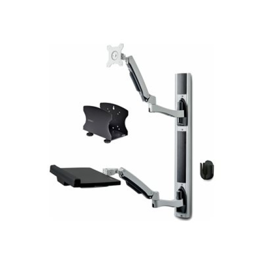 StarTech.com Wall Mount Workstation, VESA Mount For 32" Monitors (22lb/10kg), Fully Articulating Arms For Single Monitor Mount & Keyboard Tray, Includes Desktop Computer/PC Bracket - Ergonomic Standing Desk (2PASTSC-WALL-MOUNT) - Montážní sada - workstation - pro plochý panel - hliník, ocel - cerná - velikost obrazovky: up to 27" / 32" (ultra-wide) - montáž na stenu - kompatibilní s TAA