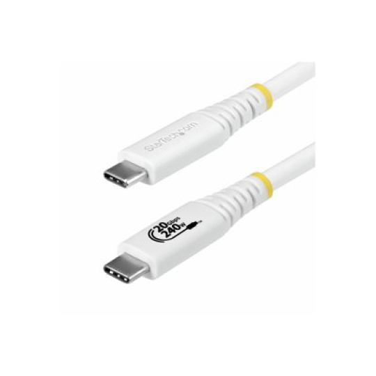 StarTech.com - USB kabel - USB-C (M) do USB-C (M) - USB4 / Thunderbolt 3 / Thunderbolt 4 / DisplayPort 1.4 - 2 m - podpora 4K120Hz, drsný, technologie Extended Power Range (EPR), podpora napájení Power Delivery 3.1, flexibilní - bílá