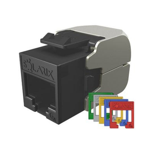 Solarix SXKJ-10G-UTP-RAL-SA - Modul - samořezné, moduly RAL FIT, ochrana před zkřížením, úroveň komponentů a certifikace 4PPoE - CAT 6a - UTP - RJ-45 - černá