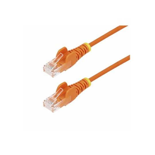 StarTech.com 1.5m Orange Slim CAT6 Ethernet Cable, Snagless, 28AWG, LSZH - Patch kabel - RJ-45 (M) do RJ-45 (M) - 1.5 m - 3.6 mm - UTP - CAT 5/5e/6 - IEEE 802.3bt - neobsahuje halogen, provedení bez hrbolku - oranžová