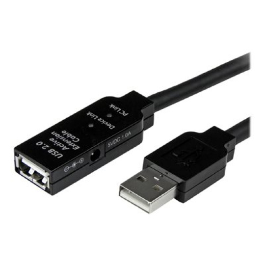 StarTech.com 5m USB 2.0 Active Extension Cable M/F - 5 meter USB A Male to USB A Female USB 2.0 Repeater / Extender Cable - Black - 15ft (USB2AAEXT5M) - Prodlužovací šňůra USB - USB (F) do USB (M) - USB 2.0 - 5 m - aktivní - černá - pro P/N: LTUB1MBK, SVA5H2NEUA, UUSBOTG