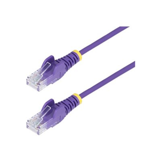 StarTech.com - Patch kabel - RJ-45 (M) do RJ-45 (M) - 25 cm - 3.6 mm - UTP - CAT 5/5e/6 - IEEE 802.3bt - neobsahuje halogen, provedení bez hrbolku, straight - purpurová
