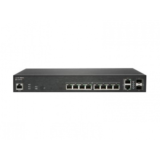 SonicWall Switch SWS12-10FPOE - Přepínač - řízený - 10 x 10/100/1000 (PoE+) + 2 x gigabitů SFP - desktop - PoE+ (130 W) - s 3 roky podpora 24x7