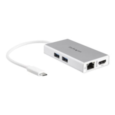StarTech.com USB-C Multiport Adapter, USB-C Travel Docking Station with 4K HDMI, 60W Power Delivery Pass-Through, GbE, 2pt USB-A 3.0 Hub, Portable Mini USB Type-C Dock for Laptop, White - Portable USB-C Dock (DKT30CHPDW) - Dokovací stanice - USB-C / Thunderbolt 3 - HDMI - 1GbE - kompatibilní s TAA