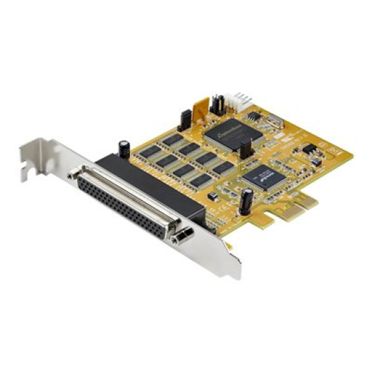 StarTech.com 8-Port PCI Express RS232 Serial Adapter Card, PCIe RS232 Serial Card, 16C1050 UART, Multiport Serial DB9 Controller/Expansion Card, 15kV ESD Protection, Windows & Linux - Up to 921.6 Kbps Baud - Sériový adaptér - PCIe - RS-232 x 8 - žlutá - kompatibilní s TAA