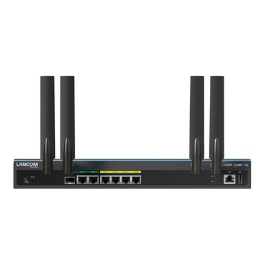 LANCOM 1930EF-5G - Smerovac - WWAN 4portový switch - 1GbE - porty WAN: 2 - 5G, 4G, 3G - Lze montovat do rozvadece - pro P/N: 60183, 60184, 60185, 60186, 60199, 60200, 60201, 60207, 61234, 61652, 61653, 62225