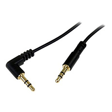 Startech 1 ft. (0.3 m) Right Angle 3.5 mm Audio Cable - 3.5mm Slim Audio Cable - Right Angle - Male/Male - Aux Cable (MU1MMSRA) - Audio kabel - mini-phone stereo 3.5 mm s piny (male) do mini-phone stereo 3.5 mm s piny (male) - 30 cm - cerná - konektor s pravým úhlem - pro P/N: SV231DVGAU2A, SV431DVGAU2A