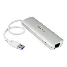 Startech 3-Port USB 3.0 Hub with Gigabit Ethernet - Up to 5Gbps - Portable USB Port Expander with Built-in Cable (ST3300G3UA) - Rozbocovac - 3 x SuperSpeed USB 3.0 + 1 x 10/100/1000