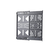 Startech - Montážní sada (úložný panel) - výsuvný - pro streamer box / multimediální prehrávac - accessories mounting, 22 lbs (10 kg), behind TV, easy access - uzamykatelný - ocel - cerná - montáž na stenu