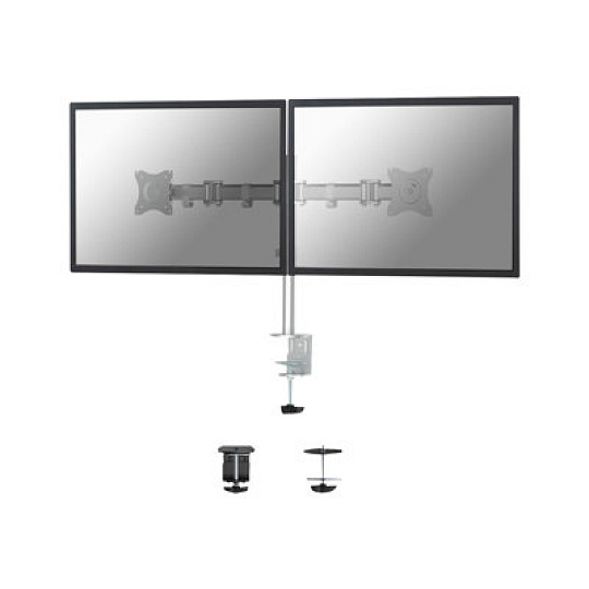 Neomounts NM-D135D - Montážní sada - plný pohyb - pro 2 LCD displeje - stříbrná - velikost obrazovky: 10"-27" - upevnění svorkou, průchodka, upevnitelné na stůl