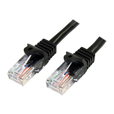 Startech 0.5m Black Cat5e / Cat 5 Snagless Ethernet Patch Cable 0.5 m - Patch kabel - RJ-45 (M) do RJ-45 (M) - 50 cm - UTP - CAT 5e - provedení bez hrbolku, licna - cerná