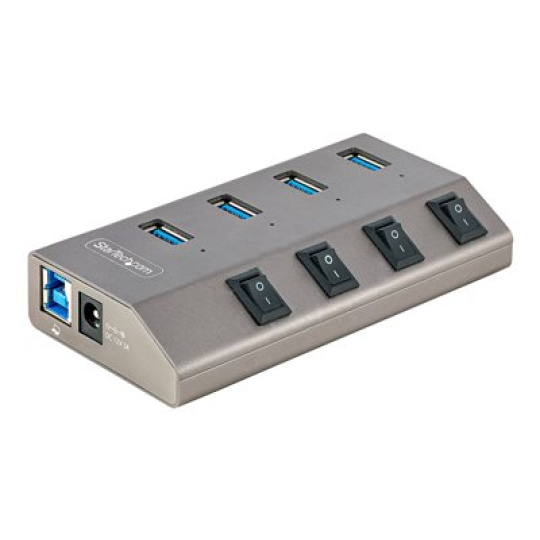 StarTech.com 4-Port Self-Powered USB-C Hub with Individual On/Off Switches, USB 3.0 5Gbps Expansion Hub w/Power Supply, Desktop/Laptop USB-C to USB-A Hub, 4x BC 1.2 (1.5A), USB Type C Hub - USB-C/A Host Cables (5G4AIBS-USB-HUB-EU) - Rozbocovac - 4 x USB 3.2 Gen 1 - desktop
