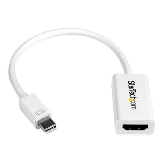 Startech Mini DisplayPort to HDMI 4K Audio / Video Converter - mDP 1.2 to HDMI Active Adapter for MacBook Pro/Air - 4K @ 30Hz - White (MDP2HD4KSW) - Video adaptér - Mini DisplayPort s piny (male) do HDMI se zdírkami (female) - 15 cm - bílá - aktivní, podpora 4K30Hz (3840 x 2160)