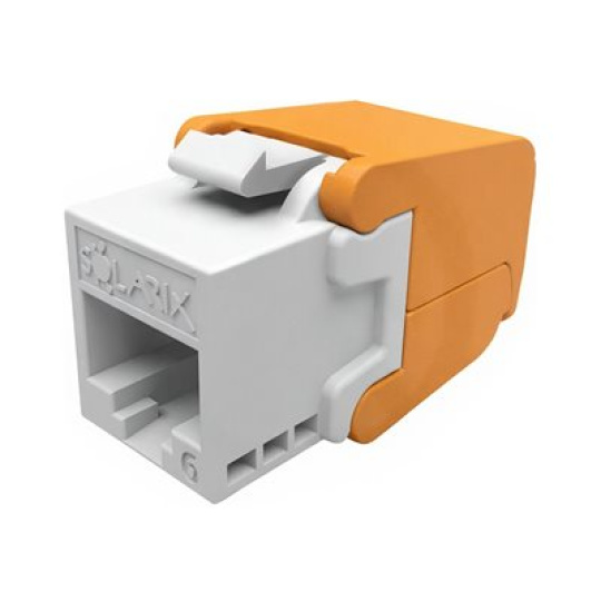 Solarix SXKJ-6-UTP-WH-SA - Modul - self-tapping, keystone component level and 4PPoE certification - CAT 6 - UTP - RJ-45 - bílá, oranžová