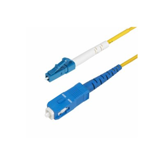 StarTech.com 3m (9.8ft) LC to SC (UPC) OS2 Single Mode Simplex Fiber Optic Cable, 9/125?m, Laser Optimized, 40G/100G, Bend Insensitive, Low Insertion Loss - LSZH Fiber Patch Cord (SPSMLCSC-OS2-3M) - Patch kabel - jednoduchý režim LC/UPC (M) do jednoduchý režim SC/UPC (M) - 3 m - 3 m - 2 mm - optické vlákno - simplex - 9 / 125 mikron - OS1/OS2 - neobsahuje halogen, pasivní, dvousmerný - žlutá