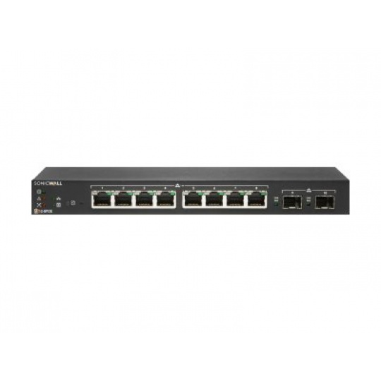 SonicWall Switch SWS12-8POE - Přepínač - řízený - 8 x 10/100/1000 (PoE) + 2 x gigabitů SFP - desktop - PoE (55 W) - s 1 rok 24x7 podpora