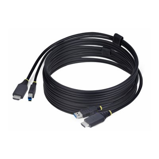 StarTech.com 10ft (3m) HDMI and USB 5Gbps KVM Cable - Kabel klávesnice / videa / myši (KVM) - HDMI, USB typ A (M) do HDMI, USB Type B (M) - 3 m - podpora 4K60Hz, podpora HDR10 - cerná
