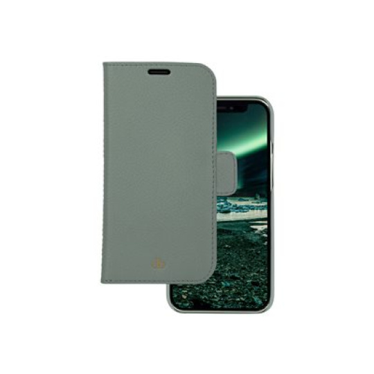dbramante1928 New York - Pouzdro s klopou pro mobilní telefon - detachable magnetic back-cover - kuže Saffiano - green bay - pro Apple iPhone 13 Pro Max