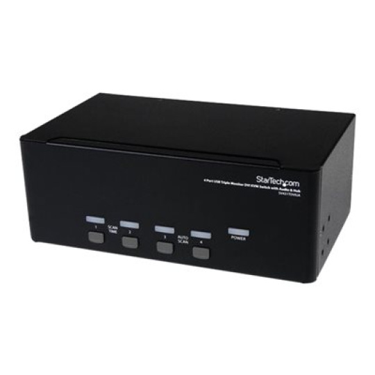 StarTech.com 4 Port Triple Monitor DVI USB KVM Switch with Audio & USB 2.0 Hub - Multi Monitor KVM - USB DVI KVM Switch (SV431TDVIUA) - Prepínac KVM / audio / USB - 4 x KVM / zvuk / USB - 1 místní uživatel - desktop - pro P/N: SV431RACK, SVA12M2NEUA, SVA12M5NA