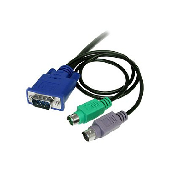 StarTech 3-in-1 Ultra Thin PS/2 KVM Cable - Keyboard / video / mouse (KVM) cable - PS/2, HD-15 (VGA) (M) to HD-15 (VGA) (M) - 6 ft - SVECON6 - Kabel klávesnice / videa / myši (KVM) - PS/2, HD-15 (VGA) (M) do HD-15 (VGA) (M) - 1.8 m - lisovaný - pro P/N: CABCONS1716I, RACKCONS1908, RACKCONS1916, SV1631DUSBGB, SV831DUSBA, SV831DUSBGB