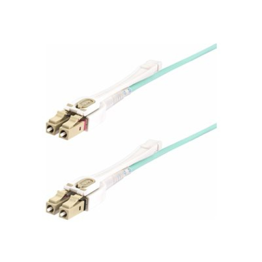 StarTech.com 8m (26ft) LC to LC (UPC) OM4 Multimode Fiber Optic Cable w/Push Pull Tabs, 50/125?m, 100G Networks, Bend Insensitive, Low Insertion Loss - LSZH Fiber Patch Cord (450FBLCLC8PP) - Patch kabel - LC/UPC multi-mode (M) do LC/UPC multi-mode (M) - 8 m - 8 m - 2.9 mm - optické vlákno - duplex - 50 / 125 mikron - OM3/OM4 - neobsahuje halogen, lisovaný, až 100 Gbps rychlost prenosu dat - vode - barva