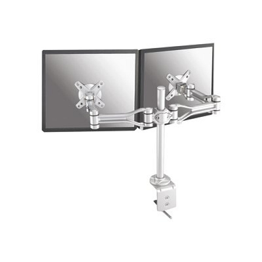 Neomounts FPMA-D1030D - Montážní sada - plný pohyb - pro 2 LCD displeje - stříbrná - velikost obrazovky: 10"-24" - upevnění svorkou, upevnitelné na stůl