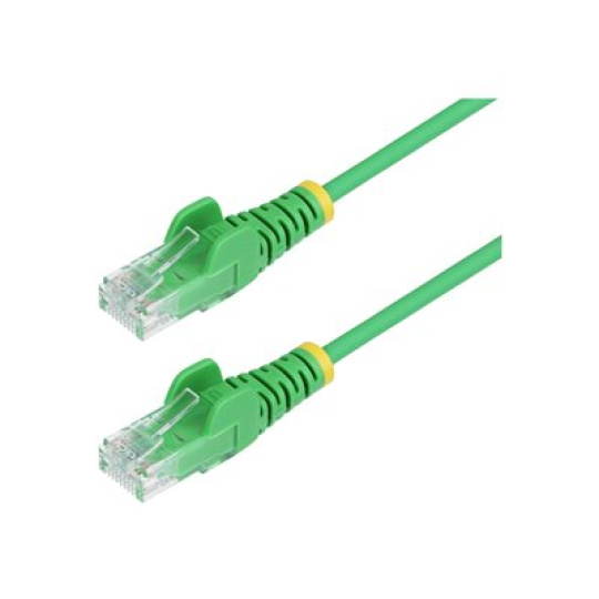 StarTech.com - Patch kabel - RJ-45 (M) do RJ-45 (M) - 25 cm - 3.6 mm - UTP - CAT 5/5e/6 - IEEE 802.3bt - neobsahuje halogen, provedení bez hrbolku, straight - zelená