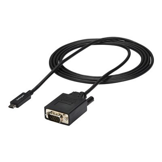 StarTech 6ft (2m) USB C to VGA Cable, 1920x1200/1080p USB Type C to VGA Video Active Adapter Cable, Thunderbolt 3 Compatible, Laptop to VGA Monitor/Projector, DP Alt Mode HBR2 Cable - 2m USB-C Video Cable (CDP2VGAMM2MB) - Kabel video / USB - USB-C (M) do HD-15 (VGA) (M) - 2 m - podpora 1920 x 1200 (WUXGA) - cerná - pro P/N: TB4CDOCK