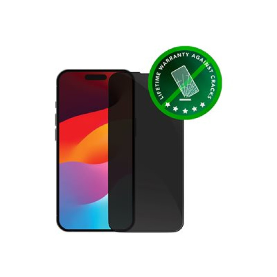 dbramante1928 Eco-shield - Ochrana obrazovky pro mobilní telefon - s bezpečnostním filtrem - barva rámu černá - pro Apple iPhone 15 Plus