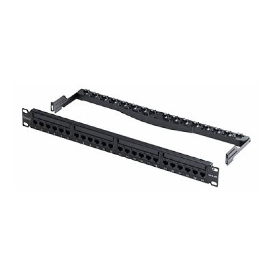 Startech - Propojovací panel - montáž na stenu, montáž do racku - CAT 5e/6 - UTP - cerná - 1U - 19" - 24 porty