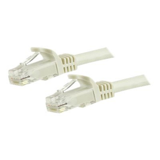 Startech 1.5m CAT6 Ethernet Cable, 10 Gigabit Snagless RJ45 650MHz 100W PoE Patch Cord, CAT 6 10GbE UTP Network Cable w/Strain Relief, White, Wiring is UL Certified/TIA - Category 6 - 24AWG (N6PATC150CMWH) - Patch kabel - RJ-45 (M) do RJ-45 (M) - 1.5 m - UTP - CAT 6 - provedení bez hrbolku - bílá