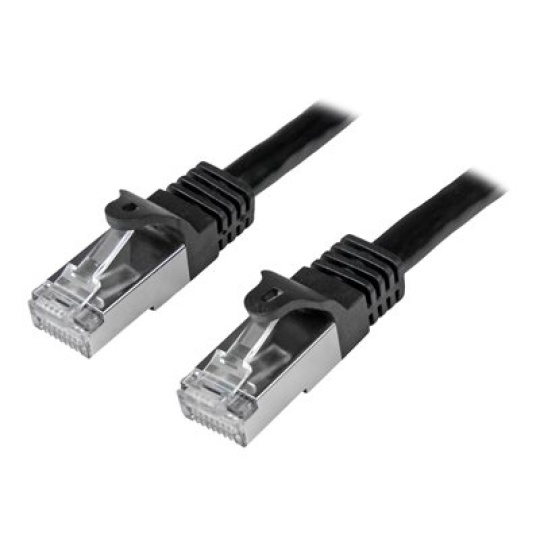 StarTech.com 5m CAT6 Ethernet Cable, 10 Gigabit Shielded Snagless RJ45 100W PoE Patch Cord, CAT 6 10GbE SFTP Network Cable w/Strain Relief, Black, Fluke Tested/Wiring is UL Certified/TIA - Category 6 - 26AWG (N6SPAT5MBK) - Patch kabel - RJ-45 (M) do RJ-45 (M) - 5 m - SFTP - CAT 6 - lisovaný, provedení bez hrbolku - cerná