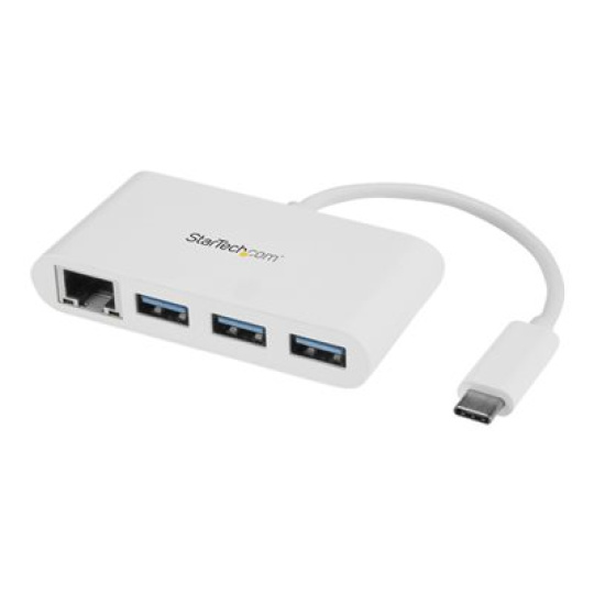 StarTech.com 3 Port USB C Hub w/ Gigabit Ethernet ? USB Type C to 3 x USB-A ? Multi Port USB 3.0 Hub for MacBook Pro (HB30C3A1GEA) - Rozbocovac - 3 x SuperSpeed USB 3.0 + 1 x 10/100/1000