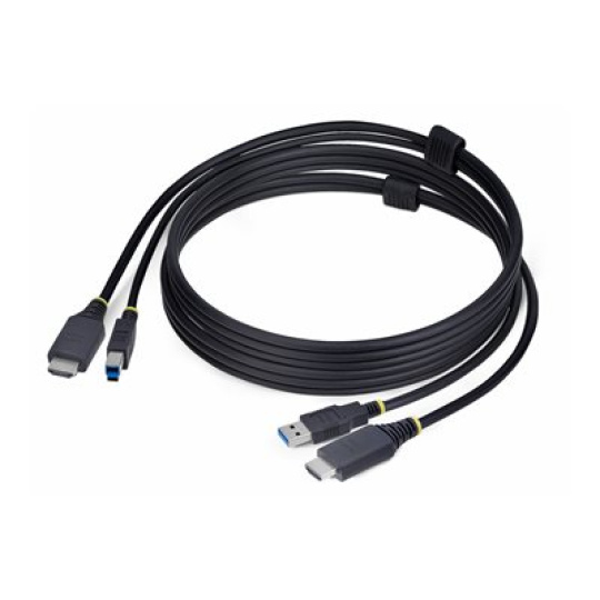 StarTech.com 6ft (1.8m) HDMI and USB 5Gbps KVM Cable - Kabel klávesnice / videa / myši (KVM) - HDMI, USB typ A (M) do HDMI, USB Type B (M) - 1.8 m - podpora 4K60Hz, podpora HDR10 - cerná