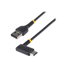 StarTech.com 3ft (1m) USB A to C Charging Cable Right Angle, Heavy Duty Fast Charge USB-C Cable, USB 2.0 A to Type-C, Durable and Rugged Aramid Fiber, 3A, S20/iPad/Pixel - High Quality USB Charging Cord (R2ACR-1M-USB-CABLE) - USB kabel - USB (M) rovné do 24 pin USB-C (M) pravoúhlý - USB 2.0 - 3 A - 1 m - černá