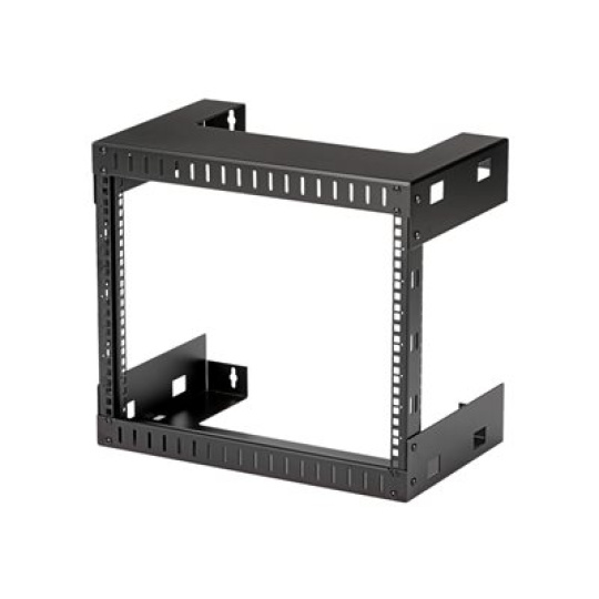 StarTech.com 8U 19" Wall Mount Network Rack - 12" Deep 2 Post Open Frame Server Room Rack for Data/AV/IT/Computer Equipment/Patch Panel with Cage Nuts & Screws 135lb Capacity, Black (RK812WALLO) - Rozvadec stojanový - cerná - 8U - 19" - pro P/N: CABCAGENUTS6, CABSCREWM52, CABSCREWSM6, CABSCRWM520, CABSCRWM620, CABSCRWS1224