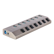 StarTech.com 7-Port Self-Powered USB-C Hub with Individual On/Off Switches, USB 3.0 5Gbps Expansion Hub w/Power Supply, Desktop/Laptop USB-C to USB-A Hub, 7x BC 1.2 (1.5A), USB Type C Hub - USB-C/A Host Cables (5G7AIBS-USB-HUB-EU) - Rozbočovač - 7 x USB 3.2 Gen 1 - desktop