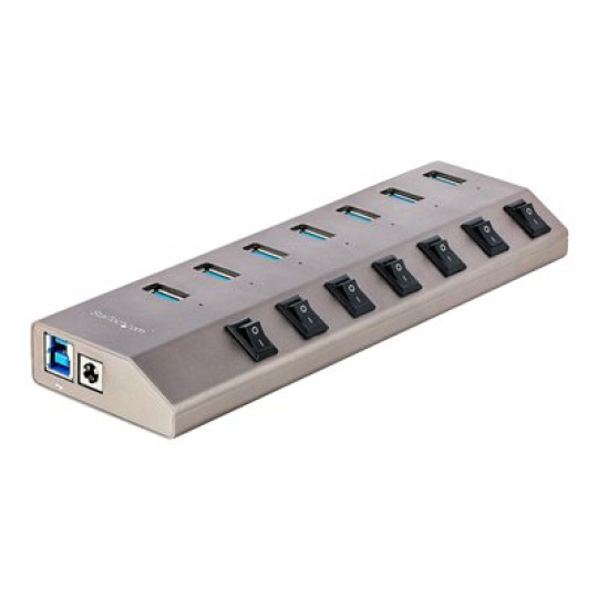 StarTech.com 7-Port Self-Powered USB-C Hub with Individual On/Off Switches, USB 3.0 5Gbps Expansion Hub w/Power Supply, Desktop/Laptop USB-C to USB-A Hub, 7x BC 1.2 (1.5A), USB Type C Hub - USB-C/A Host Cables (5G7AIBS-USB-HUB-EU) - Rozbočovač - 7 x USB 3.2 Gen 1 - desktop