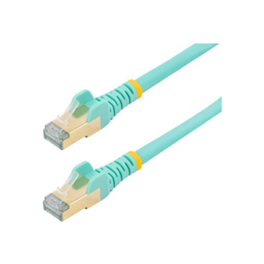 StarTech.com 7.5m CAT6A Ethernet Cable, 10 Gigabit Shielded Snagless RJ45 100W PoE Patch Cord, CAT 6A 10GbE STP Network Cable w/Strain Relief, Aqua, Fluke Tested/UL Certified Wiring/TIA - Category 6A - 26AWG (6ASPAT750CMAQ) - Patch kabel - RJ-45 (M) do RJ-45 (M) - 7.5 m - STP - CAT 6a - lisovaný, provedení bez hrbolků - vodě - barva