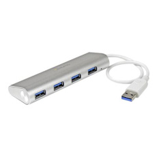 StarTech.com 4 Port Portable USB 3.0 Hub with Built-in Cable - Aluminum and Compact USB Hub (ST43004UA) - Rozbočovač - 4 x SuperSpeed USB 3.0